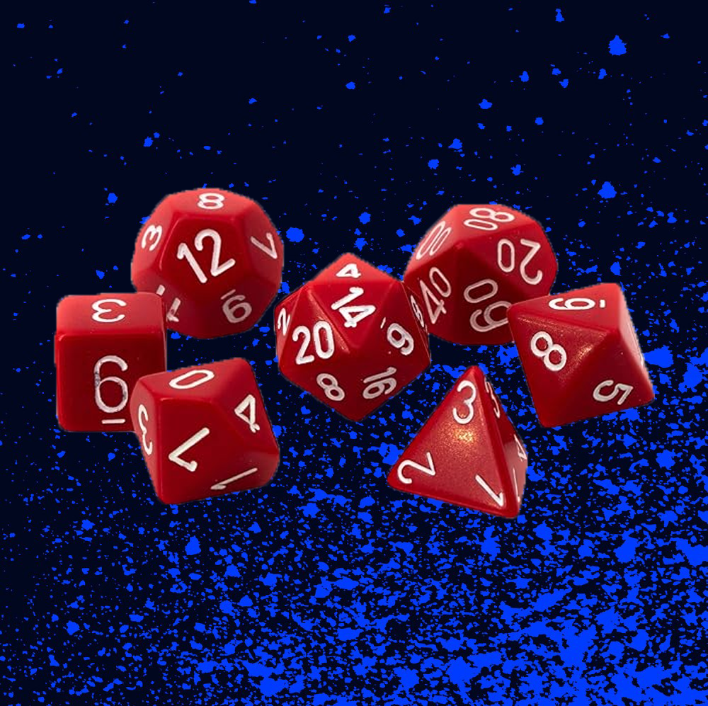 Chessex Opaque Polyhedral 7 Dice Set - Red w/ White