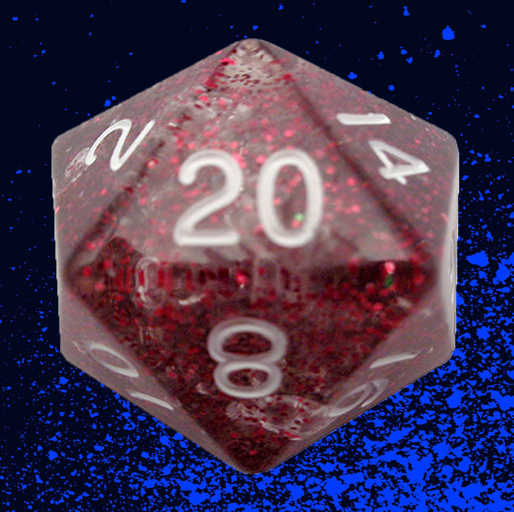 Fanroll 35mm Mega Acrylic D20 - Ethereal Light Purple with White Numbers
