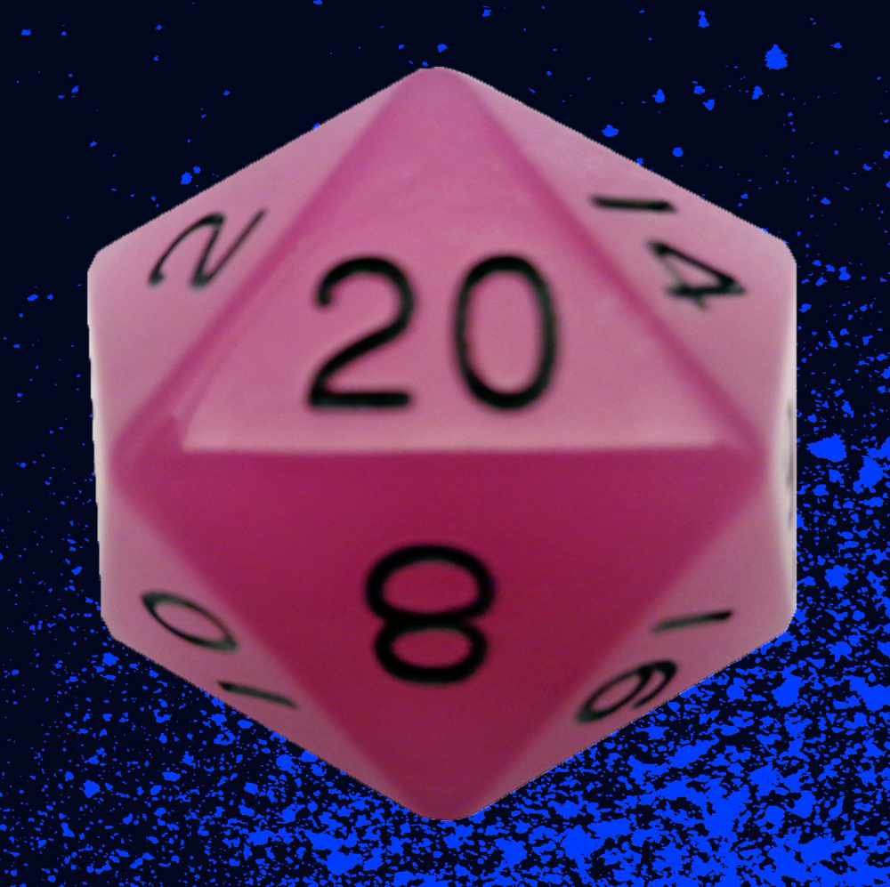 Fanroll 35mm Mega Acrylic D20 - Glow Purple with Black Numbers