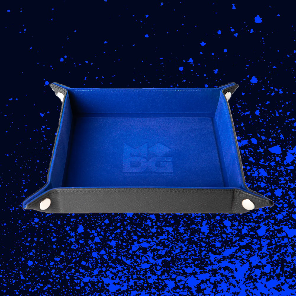 Fanroll Fold Up Dice Tray with PU Leather Backing - Blue