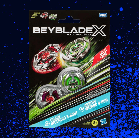 Beyblade X Dual Pack Set - Chain Incendio 5-60HT and Arrow Wizard 4-60N