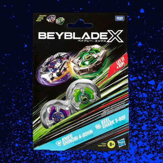 Beyblade X Dual Pack Set - Knife Shinobi 4-80HN and Keel Shark 3-80F