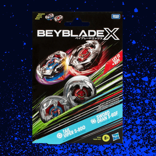 Beyblade X Dual Pack Set - Tail Viper 5-80O and Sword Dran 3-60F