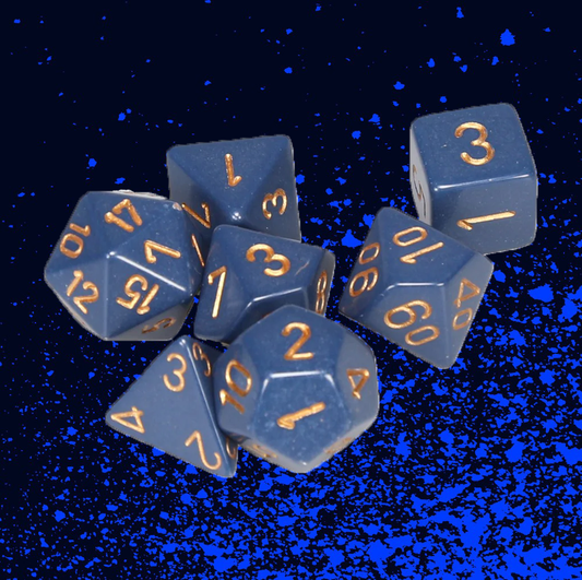 Chessex Opaque Polyhedral 7 Dice Set - Dusty Blue w/ Copper