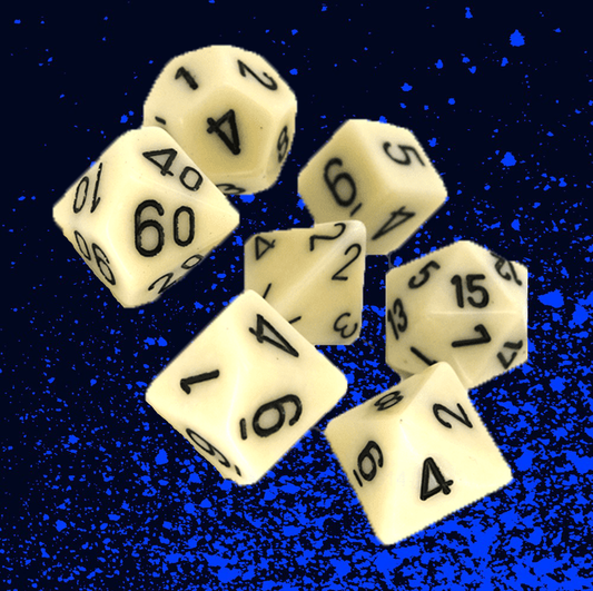 Chessex Opaque Polyhedral 7 Dice Set - Ivory w/ Black
