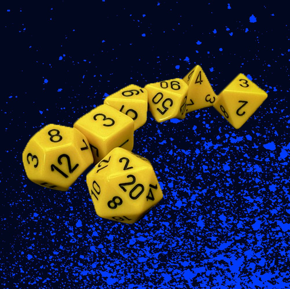 Chessex Opaque Polyhedral 7 Dice Set - Yellow w/ Black