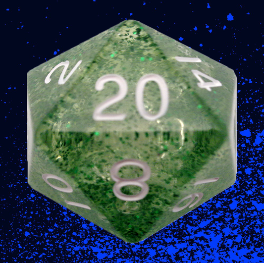 Fanroll 35mm Mega Acrylic D20 - Ethereal Green with White Numbers