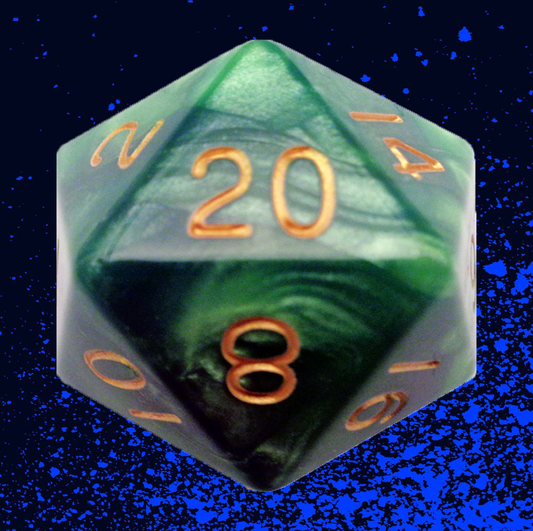 Fanroll 35mm Mega Acrylic D20 - Green & Light Green with Gold Numbers