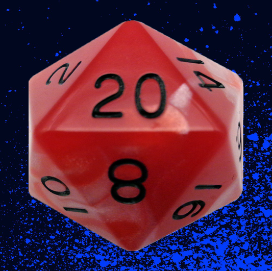 Fanroll 35mm Mega Acrylic D20 - Red & White with Black Numbers