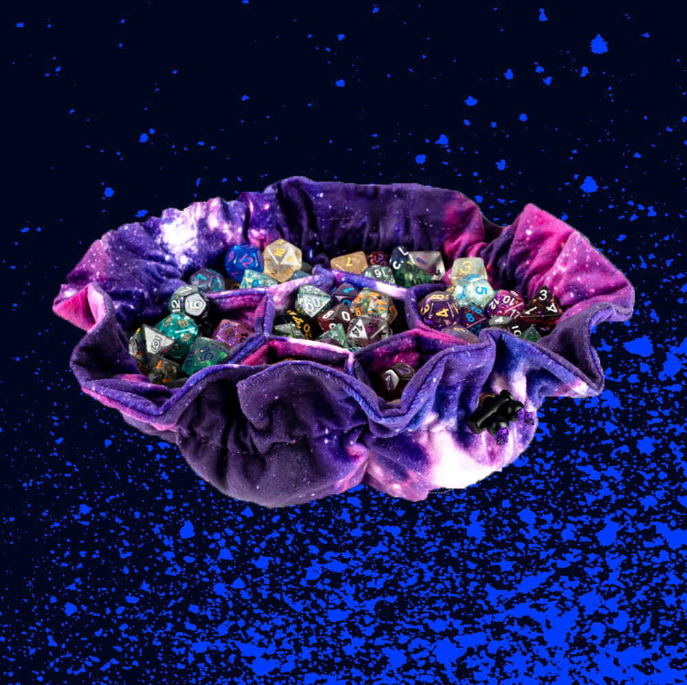 Fanroll Velvet Compartment Dice Bag with Pockets - Nebula